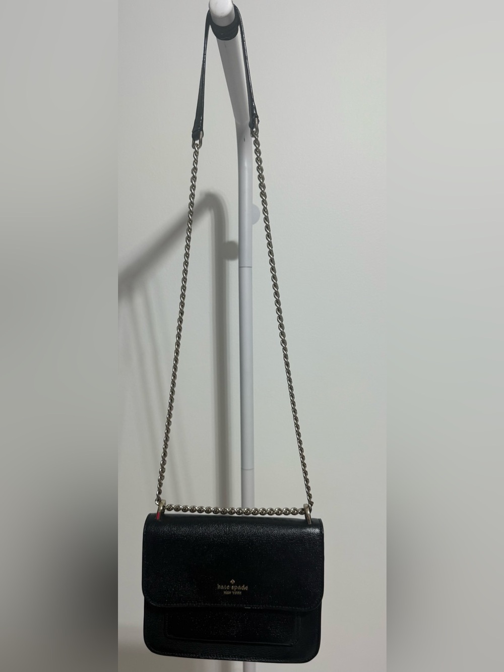 kate spade Black Leather Crossbody with Chain Strap